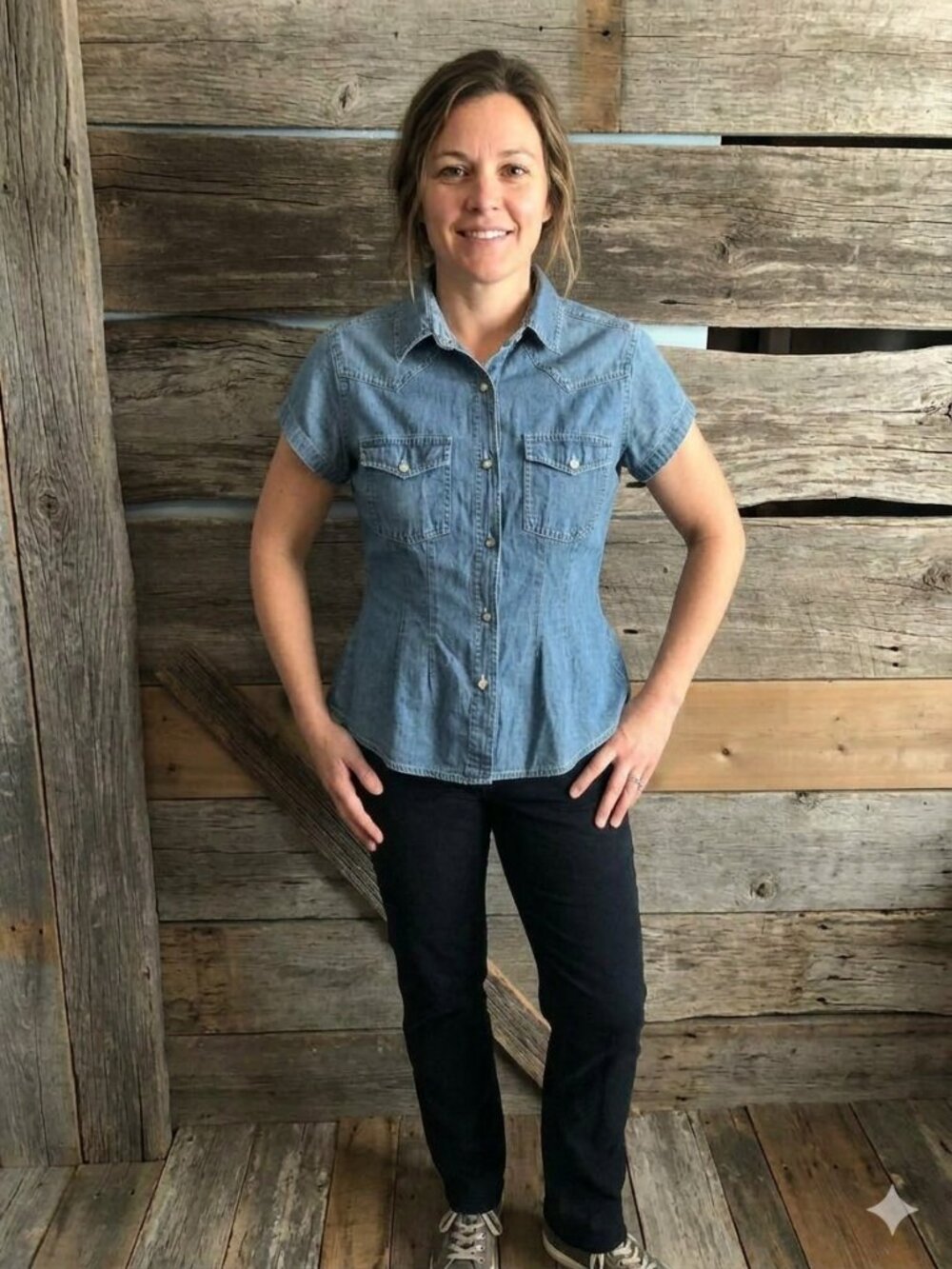 VINTAGE Bonjour denim blouse size Med